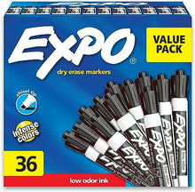 Load image into Gallery viewer, EXPO Low Odor Dry Erase Markers, Chisel Tip, Black, 36 Count