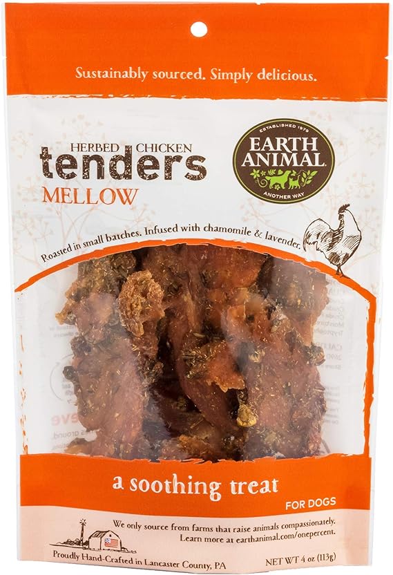 EARTH ANIMAL Chicken Tenders Herbed Roasted Natural Dog Treats, Mellow 4 oz - Chicken Jerky for Dogs Made in USA