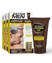 Load image into Gallery viewer, Just for Men Control GX Grey Reducing Shampoo for Lighter Shades of Hair, Blonde to Medium Brown, Gradual Hair Color, 4 Fl Oz - Pack of 3 (Packaging May Vary)