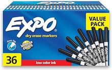 Load image into Gallery viewer, EXPO Low Odor Dry Erase Markers, Fine Tip, Black, 36 Count