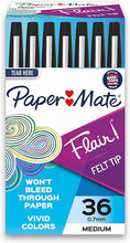 Load image into Gallery viewer, Paper Mate Flair Felt Tip Pens, Medium Point (0.7mm), Black, 36 Count