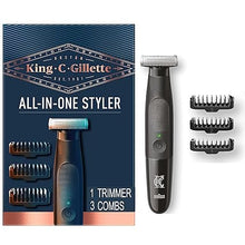 Load image into Gallery viewer, King C. Gillette Men&#39;s All-in-One Styler Cordless Stubble Trimmer with 4D Blade and 3 Interchangeable Combs, Waterproof, Beard Trimmer, Beard Care, One Blade Lasts 6 Months