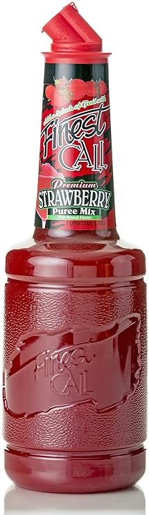Finest Call Premium Strawberry Puree Drink Mix, 1 Liter Bottle (33.8 Fl Oz), Individually Boxed
