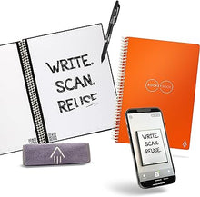 Load image into Gallery viewer, Rocketbook Core Reusable Smart Notebook | Innovative, Eco-Friendly, Digitally Connected Notebook with Cloud Sharing Capabilities | Dotted, 6&quot; x 8.8&quot;, 36 Pg, Beacon Orange, with Pen, Cloth, and App Included