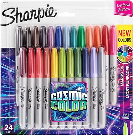 Sharpie Permanent Markers, Fine Point, Cosmic Color, Limited Edition, 24 Count
